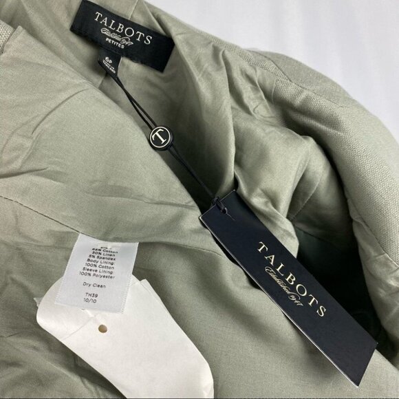 Talbots Women's NWT Green Linen One Button Business Casual Blazer Size 6P/C35 - Picture 7 of 7